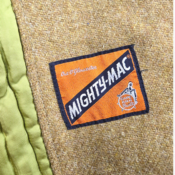 Vintage 50s Mustard Brown Mighty-Mac Fisherman Wool Coat Fur Collar Size 40 USA - Picture 5 of 16